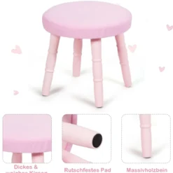 Kinder Schminktisch-Set mit Hocker & Abnehmbarem Spiegel Make-up Tisch Rosa