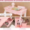 Kinder-Schminktisch und Hocker aus Holz mit Spiegel Schublade 62 x 32 x 93 cm Rosa + Weiß