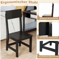 Kinderschreibtisch mit Stuhl Holz-Schülerschreibtisch mit Kork-Pinnwand Schublade Schwarz