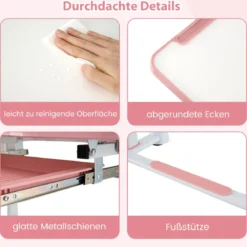 Kinder Schreibtisch mit Stuhl Höhenverstellbarer Kinderschreibtisch mit Neigbarer Tischplatte Rosa
