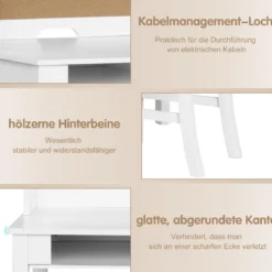 Kinderschreibtisch Set mit Pinnwand Schreibtisch Kinder mit Stuhl Jugendschreibtisch mit Aufsatz Schubladen & verstellbarem Regal Weiß