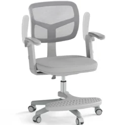 Kinder Schreibtischstuhl mit 41-52 cm Höhenverstellbarer Sitzhöhe Kinderdrehstuhl mit Rollen Grau