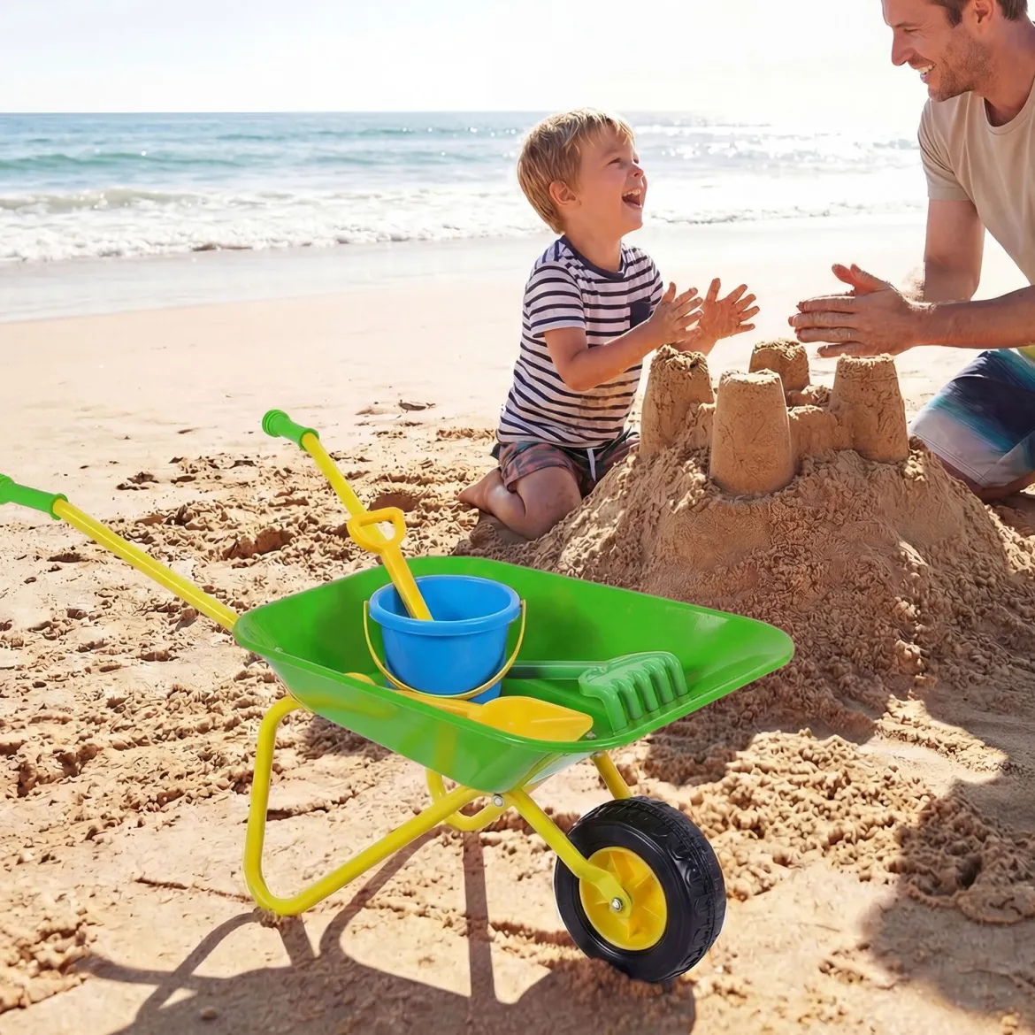 Kinderschubkarre Kunststoff Geländereifen Indoor Outdoor Für Jungen Mädchen Ab 3 Jahren Grün