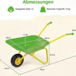 Kinderschubkarre Kunststoff Geländereifen Indoor Outdoor Für Jungen Mädchen Ab 3 Jahren Grün