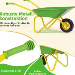 Kinderschubkarre Kunststoff Geländereifen Indoor Outdoor Für Jungen Mädchen Ab 3 Jahren Grün