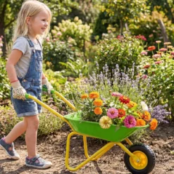 Kinderschubkarre Kunststoff Geländereifen Indoor Outdoor Für Jungen Mädchen Ab 3 Jahren Grün