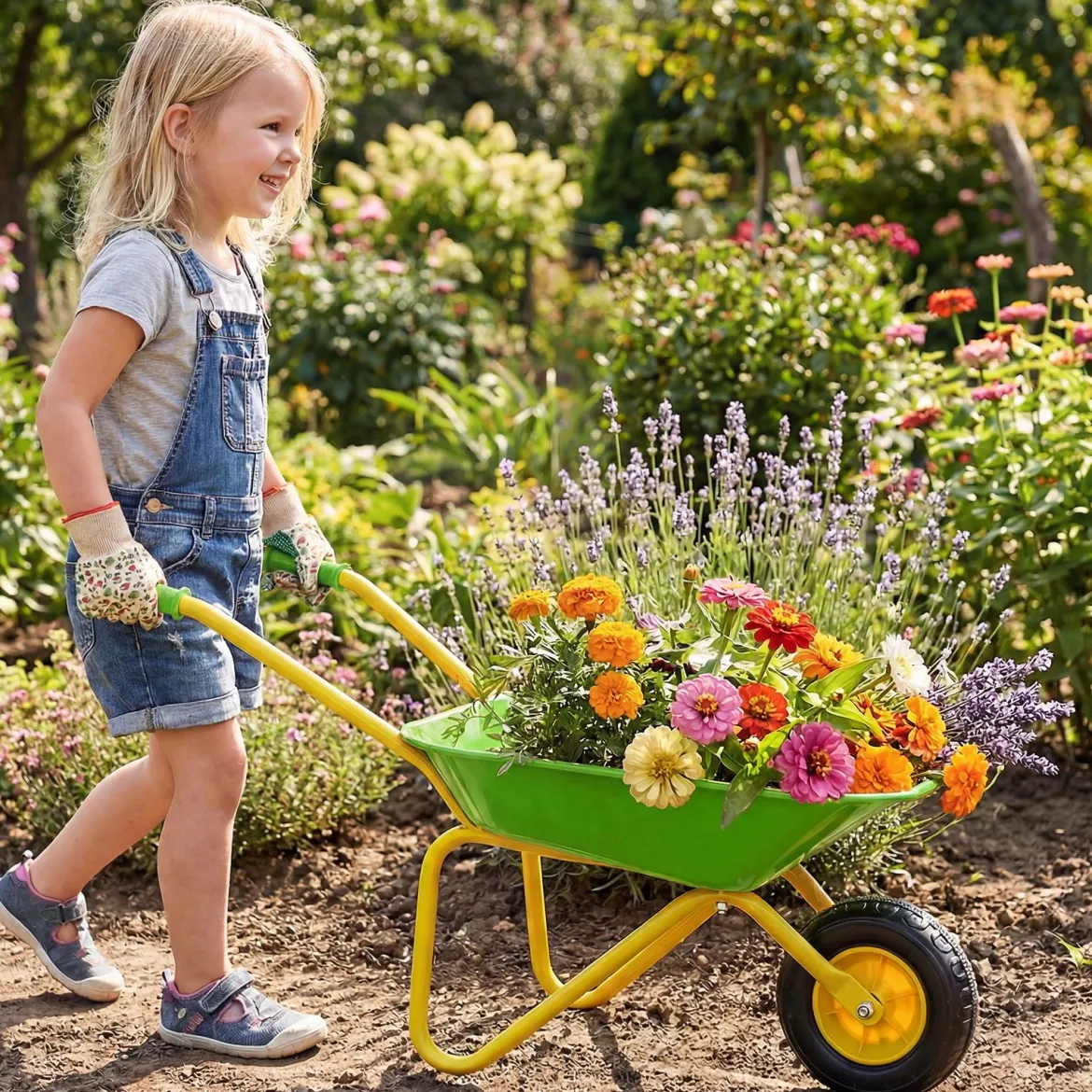 Kinderschubkarre Kunststoff Geländereifen Indoor Outdoor Für Jungen Mädchen Ab 3 Jahren Grün