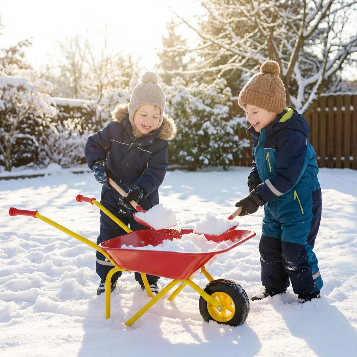 Kinderschubkarre Kunststoff Geländereifen Indoor Outdoor Für Jungen Mädchen Ab 3 Jahren Rot & Gelb