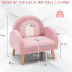 Kindersessel für Kleinkinder Kindersofa gepolstert mit Rückenlehne Rosa