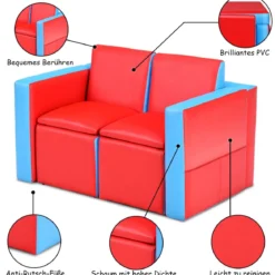 Kindersessel Set Sessel Sofa Kindersofa Kindercouch Babysessel Stuhl und Tisch Rot