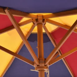 Kinder Sitzgruppe aus Holz Sitzgarnitur Gartengarnitur Kindermöbel Kindertisch mit Sonnenschirm & 2 Bänken für Außen