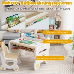 Kinder Sitzgruppe mit Höhen- & Neigungsverstellbarer Tischplatte Zeichentisch Braun