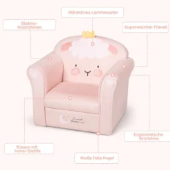 Kindersofa Kindersofa mit niedlichem Lamm-Muster Kinder Couch 51 x 37 x 43 cm Rosa