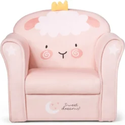 Kindersofa Kindersofa mit niedlichem Lamm-Muster Kinder Couch 51 x 37 x 43 cm Rosa
