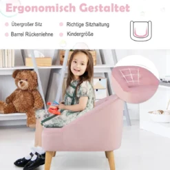 Kinder-Sofa-Set und Ottomane Einzel-Sofa-Stuhl für Kleinkinder mit Passendem Hocker Rosa