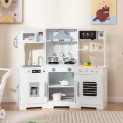 Kinder Spielküche mit Realistischen Geräuschen & Lichtern Holzspielzeugset kochspielzeug