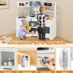 Kinder Spielküche mit Realistischen Geräuschen & Lichtern Holzspielzeugset kochspielzeug