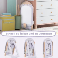 Kinder Staffelei mit Stuhl Kindertafel Höhenverstellbar & Klappbar mit Whiteboard & Aufbewahrungsbox Lila