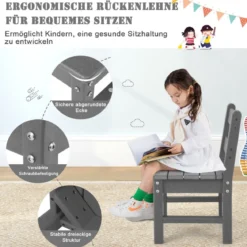 2 Kinderstühle für drinnen & draußen wetterfester strapazierfähiger Lernstuhl für Kleinkinder Grau