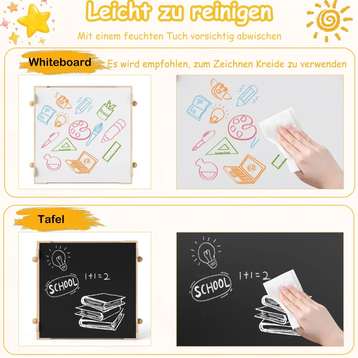 Kindertisch mit 2 Stühlen in Roboterform 4-in-1 Aktivitätstisch mit beidseitiger Weißwandtafel & Schultafel