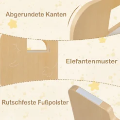 Kindertisch mit 2 Stühlen Tisch und Stuhl Set mit Tafel Spieltisch mit Niedlichem Muster für Kinderzimmer Grau/Natur/Weiß
