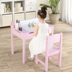 Kindertisch mit Stuhl Sensorisches Tischset für Kinder Rosa