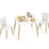 Kindertisch-Set in Blumenform hölzerner Spiel- und Aktivitätentisch für Kinder mit 2 kindgerechten Stühlen Weiß