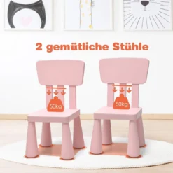 Kindertisch und 2 Stühlen 3 TLG. Kindersitzgruppe Kindermöbel-Set Rosa