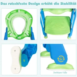 Kinder Toilettensitz höhenverstellbar Töpfchentraining Toilettensitz mit Tritthocker Leiter Kindertoilette Blau und Grün