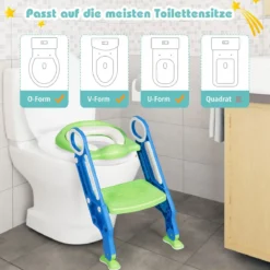 Kinder Toilettensitz höhenverstellbar Töpfchentraining Toilettensitz mit Tritthocker Leiter Kindertoilette Blau und Grün