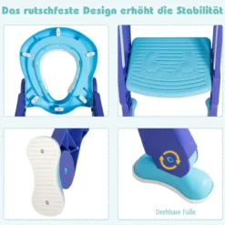 Kinder Toilettensitz höhenverstellbar Kindertoilette faltbar Toilettentrainer mit Leiter und Griffe Toilettentraining Lila und Blau