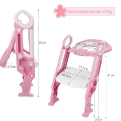 Kinder Toilettensitz höhenverstellbar Töpfchentraining Toilettensitz faltbarer Toilettentrainer Sitz Rosa