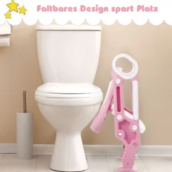 Kinder Toilettensitz höhenverstellbar Töpfchentraining Toilettensitz faltbarer Toilettentrainer Sitz Rosa