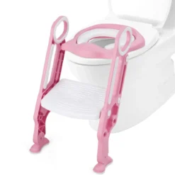 Kinder Toilettensitz höhenverstellbar Töpfchentraining Toilettensitz faltbarer Toilettentrainer Sitz Rosa