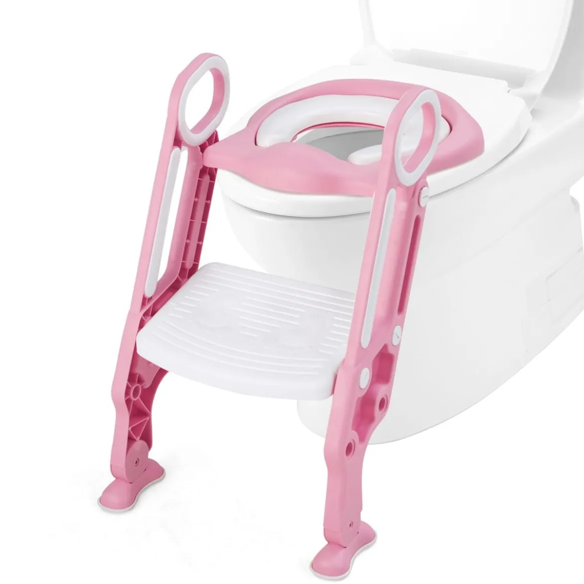 Kinder Toilettensitz höhenverstellbar Töpfchentraining Toilettensitz faltbarer Toilettentrainer Sitz Rosa