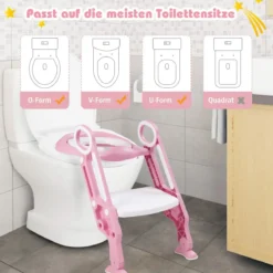 Kinder Toilettensitz höhenverstellbar Töpfchentraining Toilettensitz faltbarer Toilettentrainer Sitz Rosa