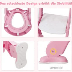 Kinder Toilettensitz höhenverstellbar Töpfchentraining Toilettensitz faltbarer Toilettentrainer Sitz Rosa