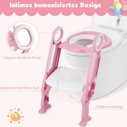 Kinder Toilettensitz höhenverstellbar Töpfchentraining Toilettensitz faltbarer Toilettentrainer Sitz Rosa