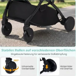 Klappbare Kinderwagen mit Regenschutz & Verstellbarem Rückenlehne & Fußstütze Reisebuggy Grau