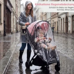 Klappbare Kinderwagen mit Regenschutz & Verstellbarem Rückenlehne & Fußstütze Reisebuggy Rosa