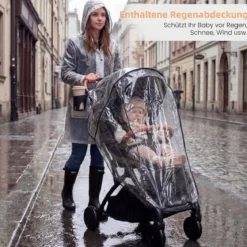 Klappbare Kinderwagen mit Regenschutz & Verstellbarem Rückenlehne & Verdeck Reisebuggy Schwarz