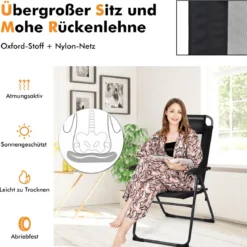 2 Klappbare Liegestühle für die Terrasse 71 x 58,5 x 101,5 cm Schwarz