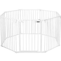 Klappbarer Baby Kaminschutzgitter inkl. 8 Elementen Laufgitter mit Sicherheitstür 480 x 74 cm