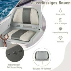 Klappbarer Bootssitz mit Niedriger Rückenlehne Bootsstuhl Gepolsterter Steuerstuhl 57 x 51 x 35 cm