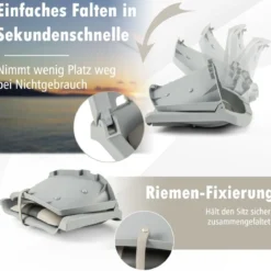 Klappbarer Bootssitz mit Niedriger Rückenlehne Bootsstuhl Gepolsterter Steuerstuhl 57 x 51 x 35 cm