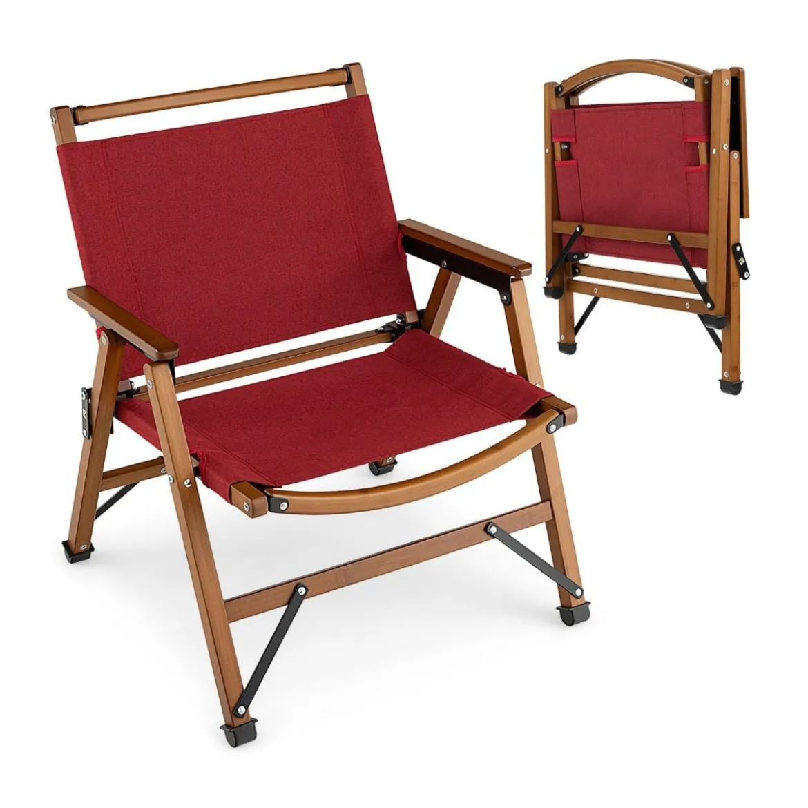 Klappbarer Campingstuhl Tragbarer Niedriger Terrassenstuhl 56 x 54,5 x 65 cm Rot