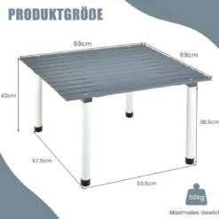 Klappbarer Campingtisch mit Tragetasche für Strand Picknicks & Angelausflüge Grau