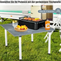 Klappbarer Campingtisch mit Tragetasche für Strand Picknicks & Angelausflüge Grau