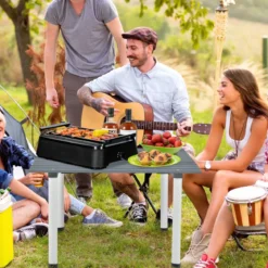 Klappbarer Campingtisch mit Tragetasche für Strand Picknicks & Angelausflüge Grau