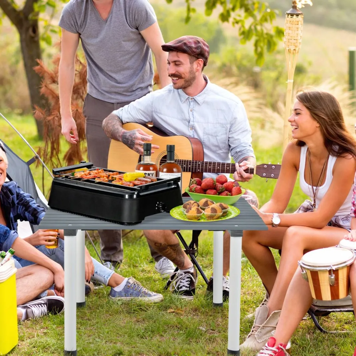 Klappbarer Campingtisch mit Tragetasche für Strand Picknicks & Angelausflüge Grau